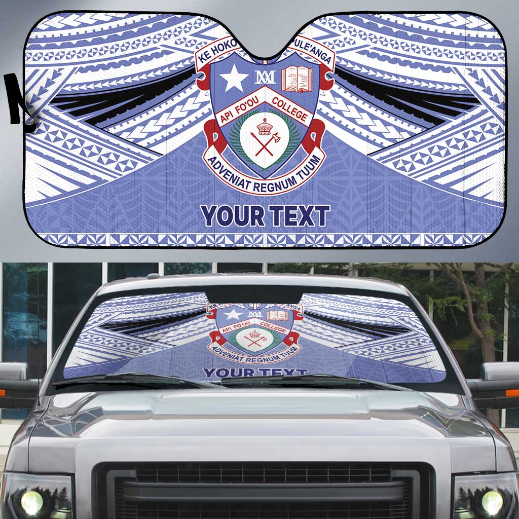 Personalised Tonga Apifoou College Auto Sun Shade Polynesian Ngatu Tribal LT9 Blue - Polynesian Pride