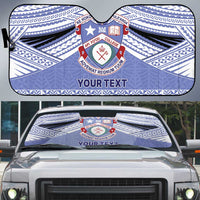 Personalised Tonga Apifoou College Auto Sun Shade Polynesian Ngatu Tribal LT9 Blue - Polynesian Pride