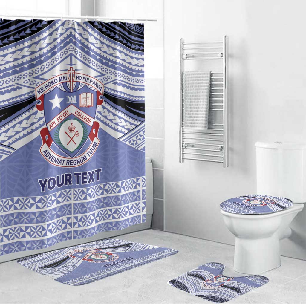 Personalised Tonga Apifoou College Bathroom Set Polynesian Ngatu Tribal LT9 Bathroom Set (4 pcs) Blue - Polynesian Pride