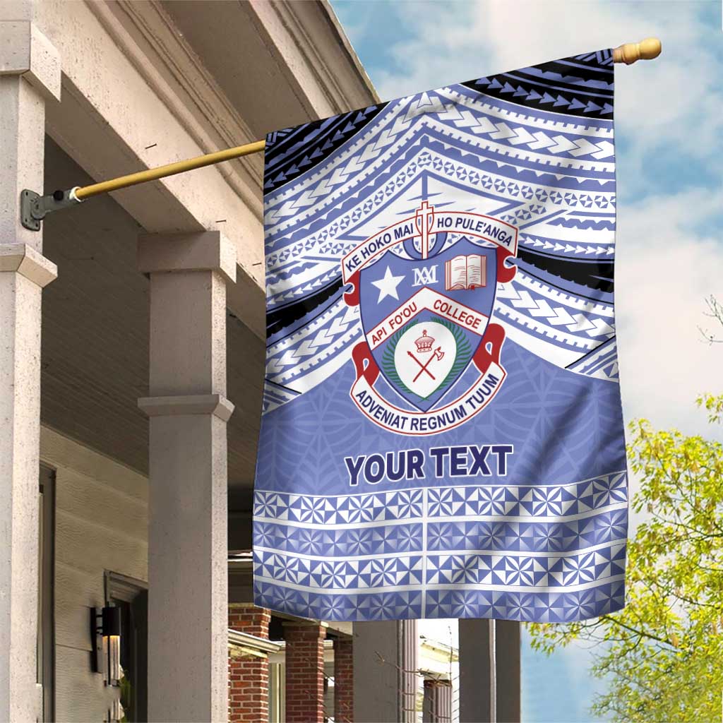 Personalised Tonga Apifoou College Garden Flag Polynesian Ngatu Tribal LT9 House Flag Blue - Polynesian Pride