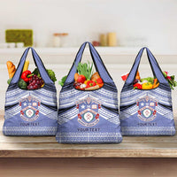 Personalised Tonga Apifoou College Grocery Bag Polynesian Ngatu Tribal LT9 3-pack One Size Blue - Polynesian Pride