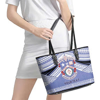 Personalised Tonga Apifoou College Leather Tote Bag Polynesian Ngatu Tribal LT9 - Polynesian Pride