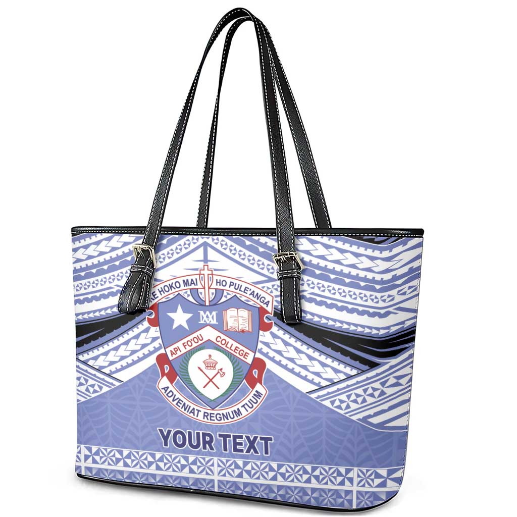 Personalised Tonga Apifoou College Leather Tote Bag Polynesian Ngatu Tribal LT9 - Polynesian Pride