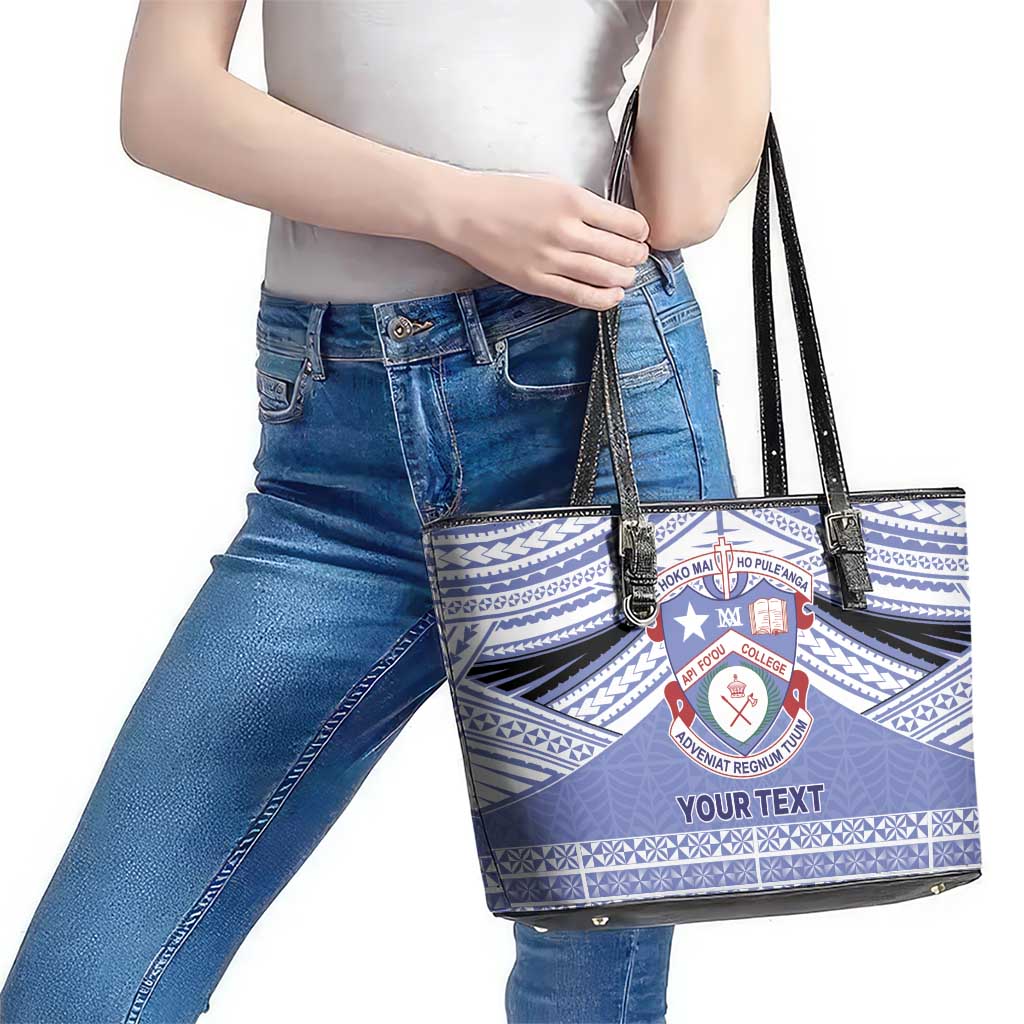 Personalised Tonga Apifoou College Leather Tote Bag Polynesian Ngatu Tribal LT9 - Polynesian Pride