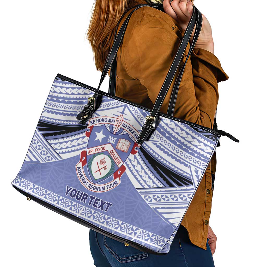 Personalised Tonga Apifoou College Leather Tote Bag Polynesian Ngatu Tribal LT9 - Polynesian Pride