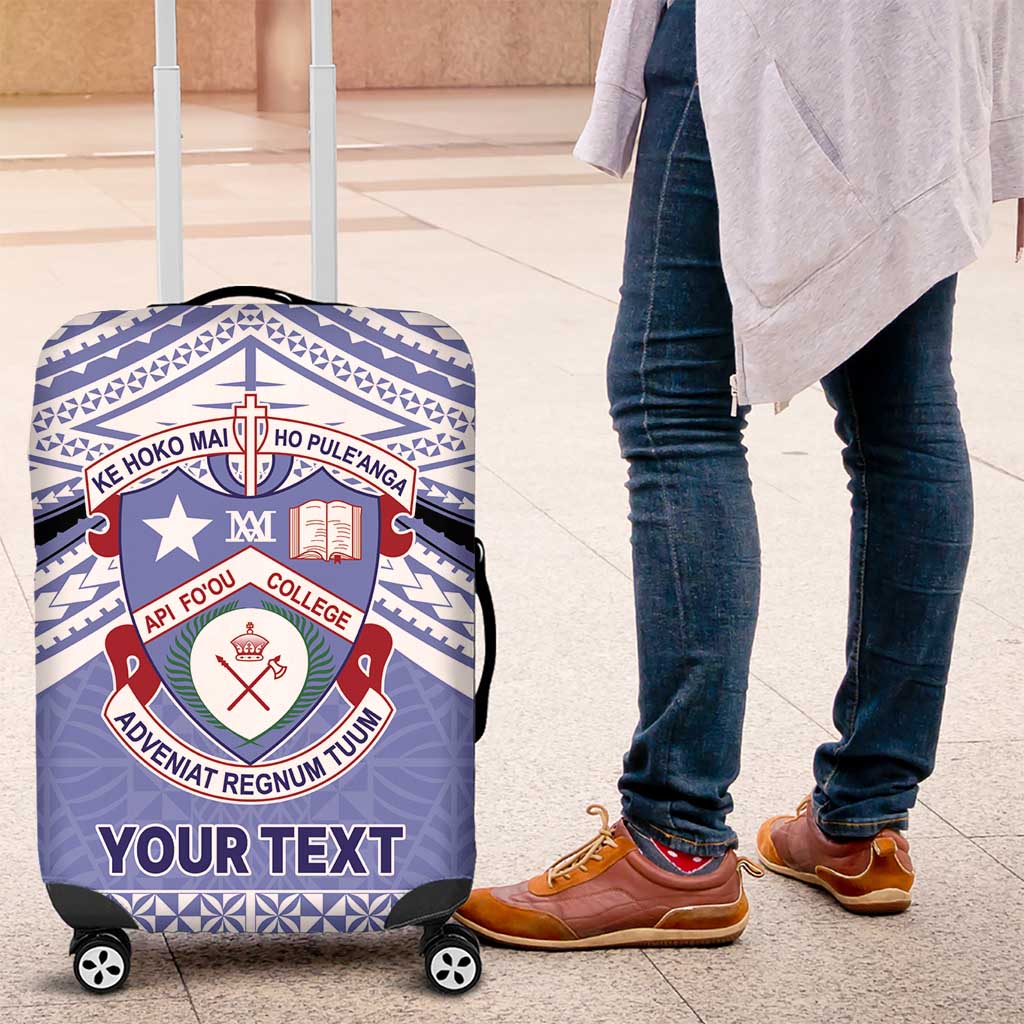 Personalised Tonga Apifoou College Luggage Cover Polynesian Ngatu Tribal LT9 Blue - Polynesian Pride