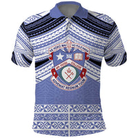 Personalised Tonga Apifoou College Polo Shirt Polynesian Ngatu Tribal LT9 Blue - Polynesian Pride