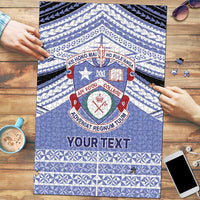 Personalised Tonga Apifoou College Puzzle Polynesian Ngatu Tribal LT9 Blue - Polynesian Pride
