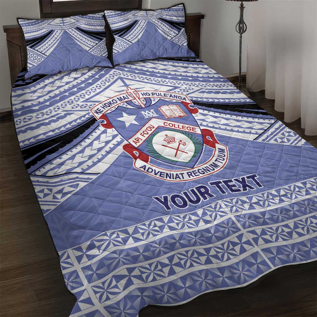 Personalised Tonga Apifoou College Quilt Bed Set Polynesian Ngatu Tribal LT9 Blue - Polynesian Pride