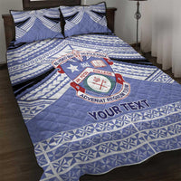 Personalised Tonga Apifoou College Quilt Bed Set Polynesian Ngatu Tribal LT9 Blue - Polynesian Pride
