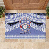 Personalised Tonga Apifoou College Rubber Doormat Polynesian Ngatu Tribal LT9 Blue - Polynesian Pride