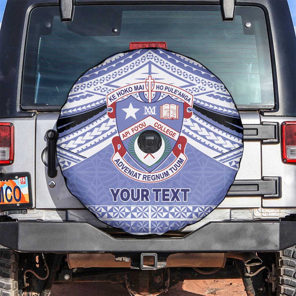 Personalised Tonga Apifoou College Spare Tire Cover Polynesian Ngatu Tribal LT9 Blue - Polynesian Pride