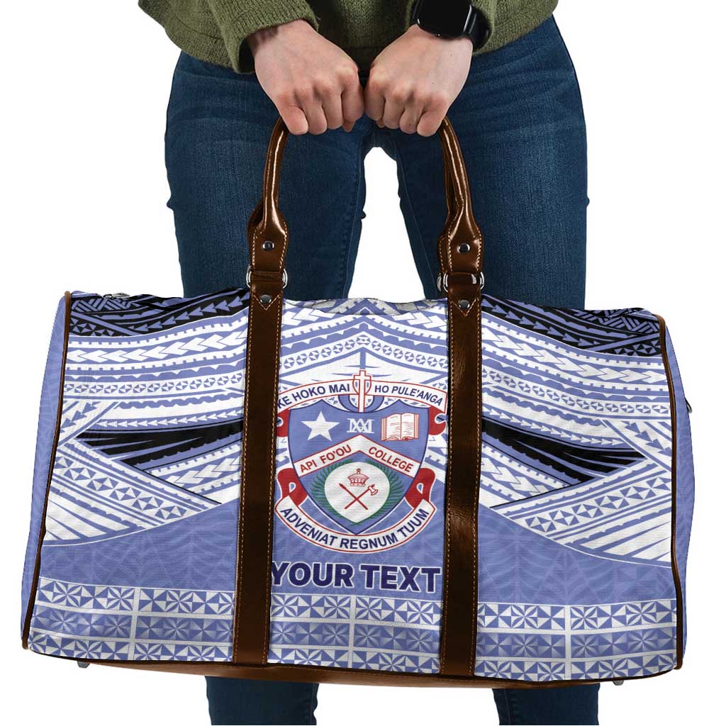 Personalised Tonga Apifoou College Travel Bag Polynesian Ngatu Tribal LT9 Blue - Polynesian Pride
