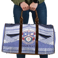 Personalised Tonga Apifoou College Travel Bag Polynesian Ngatu Tribal LT9 Blue - Polynesian Pride