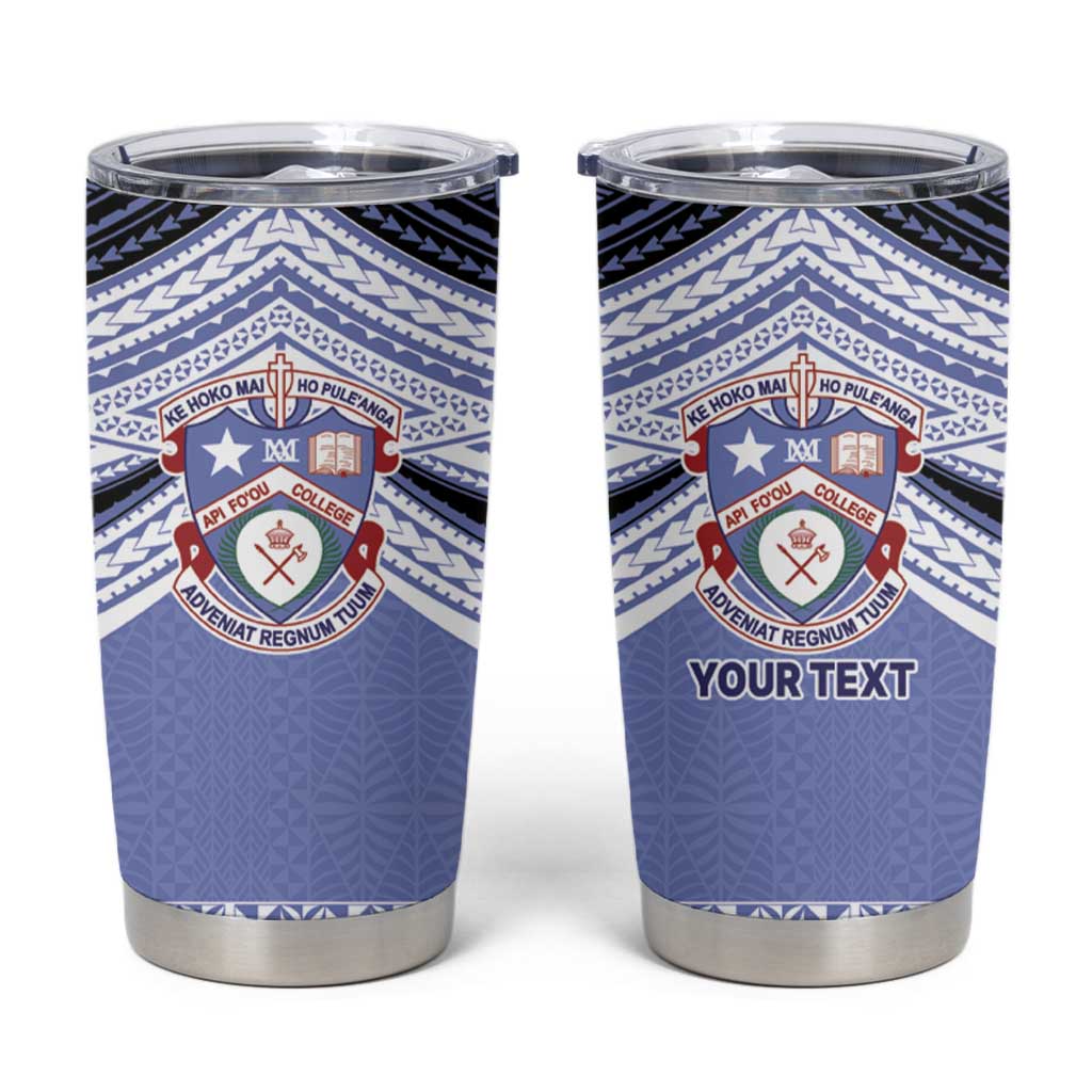 Personalised Tonga Apifoou College Tumbler Cup Polynesian Ngatu Tribal LT9 Blue - Polynesian Pride