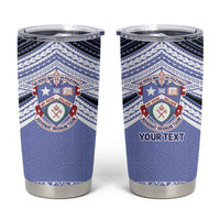 Personalised Tonga Apifoou College Tumbler Cup Polynesian Ngatu Tribal LT9 Blue - Polynesian Pride