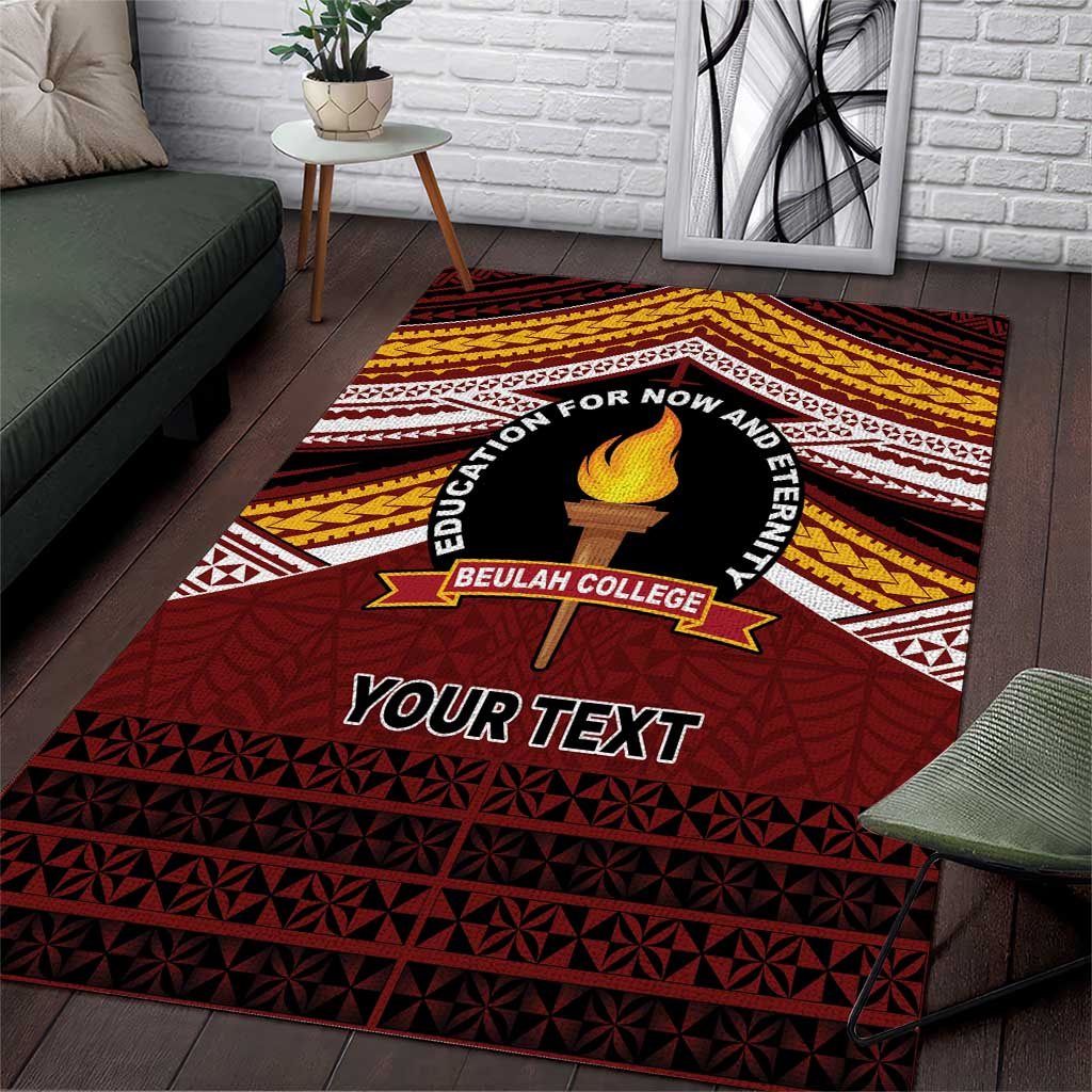 Personalised Tonga Beulah College Area Rug Polynesian Ngatu Tribal LT9 Red - Polynesian Pride