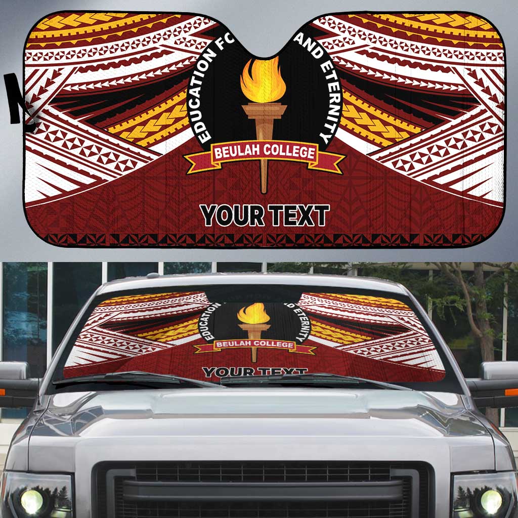 Personalised Tonga Beulah College Auto Sun Shade Polynesian Ngatu Tribal LT9 Red - Polynesian Pride