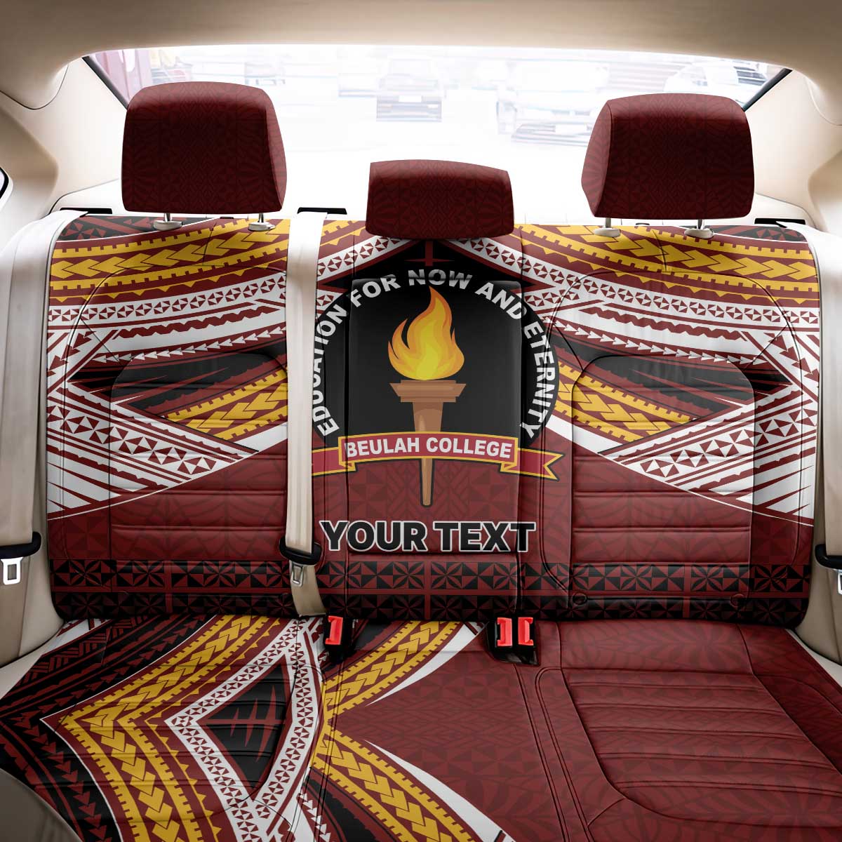 Personalised Tonga Beulah College Back Car Seat Cover Polynesian Ngatu Tribal LT9 - Polynesian Pride