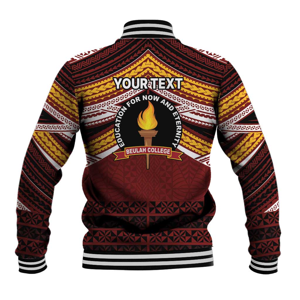 Personalised Tonga Beulah College Baseball Jacket Polynesian Ngatu Tribal LT9 - Polynesian Pride