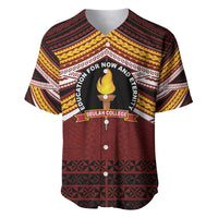 Personalised Tonga Beulah College Baseball Jersey Polynesian Ngatu Tribal LT9 Red - Polynesian Pride