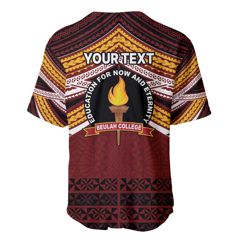 Personalised Tonga Beulah College Baseball Jersey Polynesian Ngatu Tribal LT9 - Polynesian Pride