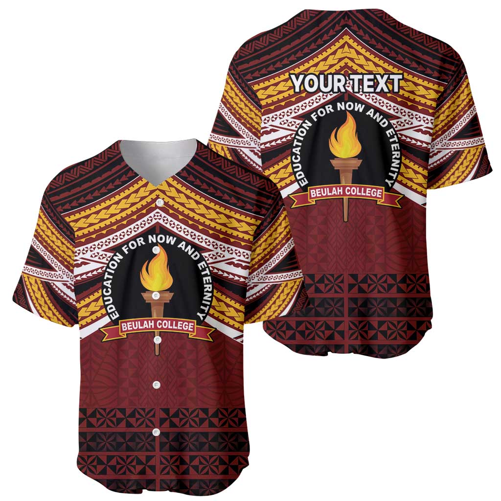 Personalised Tonga Beulah College Baseball Jersey Polynesian Ngatu Tribal LT9 - Polynesian Pride