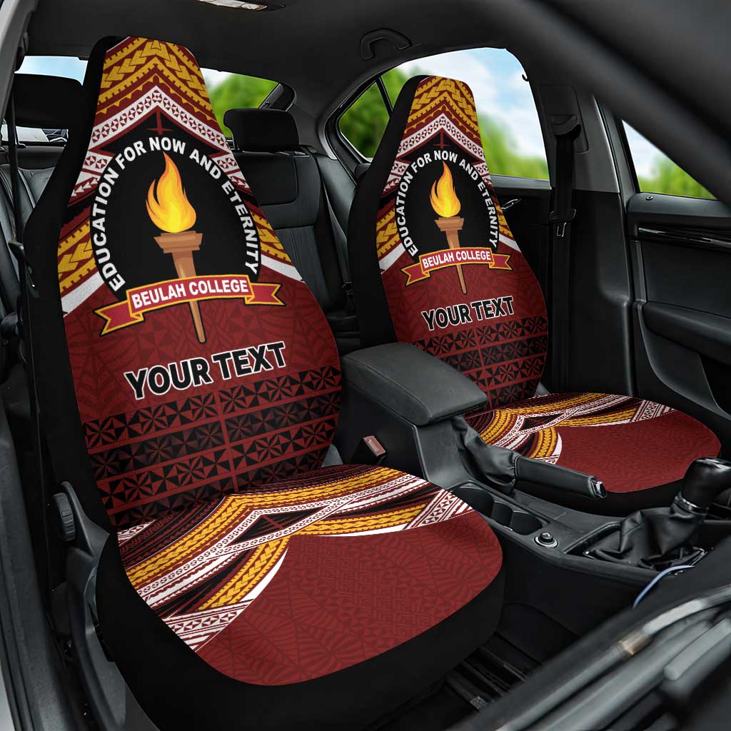 Personalised Tonga Beulah College Car Seat Cover Polynesian Ngatu Tribal LT9 One Size Red - Polynesian Pride