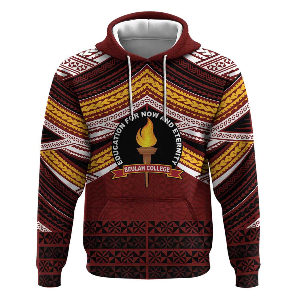 Personalised Tonga Beulah College Hoodie Polynesian Ngatu Tribal LT9 Pullover Hoodie Red - Polynesian Pride
