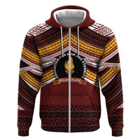 Personalised Tonga Beulah College Hoodie Polynesian Ngatu Tribal LT9 Zip Hoodie Red - Polynesian Pride