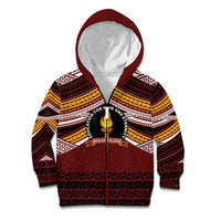 Personalised Tonga Beulah College Kid Hoodie Polynesian Ngatu Tribal LT9 Zip Hoodie Red - Polynesian Pride