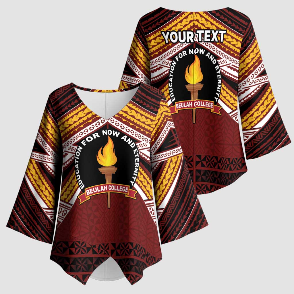 Personalised Tonga Beulah College Kimono Sleeve Blouse Polynesian Ngatu Tribal LT9 - Polynesian Pride