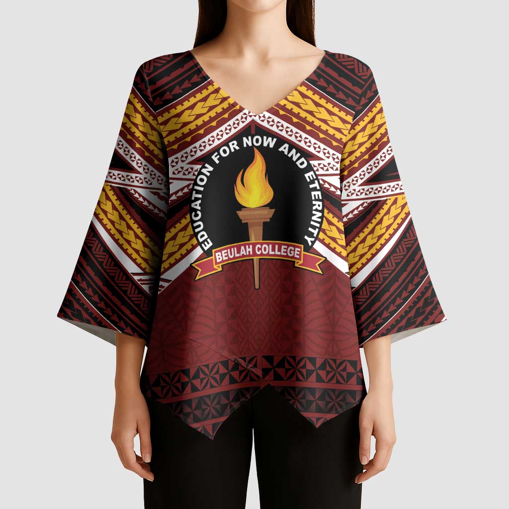 Personalised Tonga Beulah College Kimono Sleeve Blouse Polynesian Ngatu Tribal LT9 - Polynesian Pride