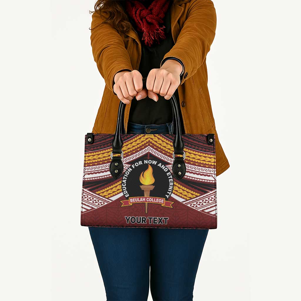 Personalised Tonga Beulah College Leather Bag Polynesian Ngatu Tribal LT9 - Polynesian Pride