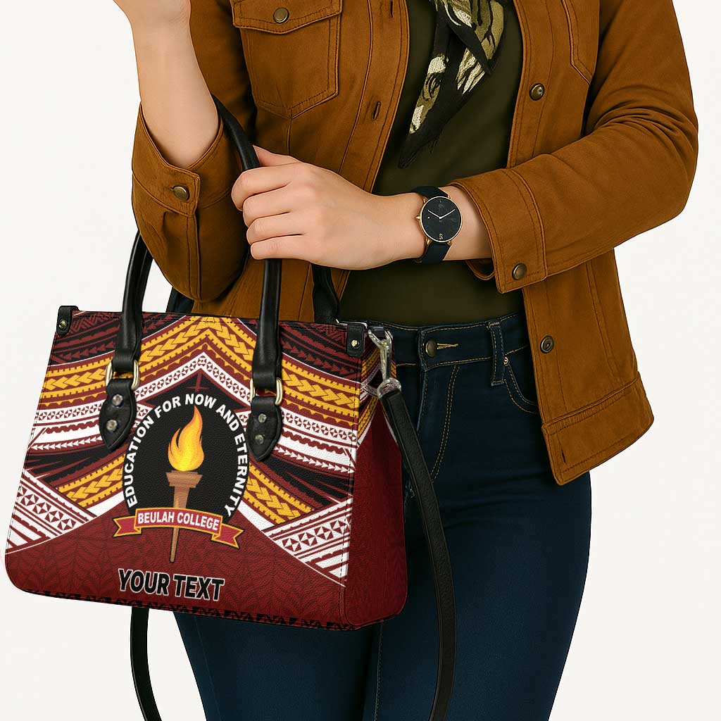 Personalised Tonga Beulah College Leather Bag Polynesian Ngatu Tribal LT9 - Polynesian Pride