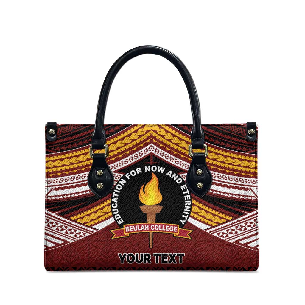 Personalised Tonga Beulah College Leather Bag Polynesian Ngatu Tribal LT9 - Polynesian Pride