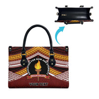 Personalised Tonga Beulah College Leather Bag Polynesian Ngatu Tribal LT9 - Polynesian Pride