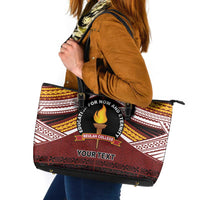 Personalised Tonga Beulah College Leather Tote Bag Polynesian Ngatu Tribal LT9 Red - Polynesian Pride