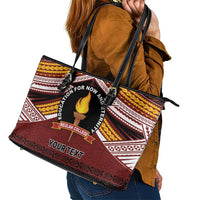 Personalised Tonga Beulah College Leather Tote Bag Polynesian Ngatu Tribal LT9 - Polynesian Pride