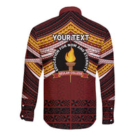 Personalised Tonga Beulah College Long Sleeve Button Shirt Polynesian Ngatu Tribal LT9 - Polynesian Pride