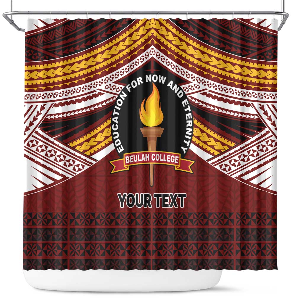 Personalised Tonga Beulah College Shower Curtain Polynesian Ngatu Tribal LT9 Red - Polynesian Pride