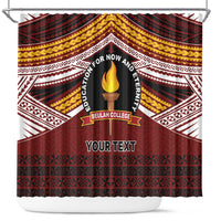 Personalised Tonga Beulah College Shower Curtain Polynesian Ngatu Tribal LT9 Red - Polynesian Pride