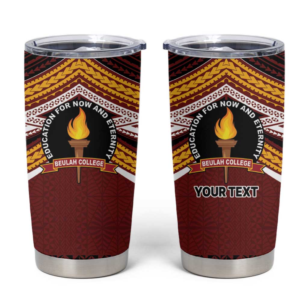 Personalised Tonga Beulah College Tumbler Cup Polynesian Ngatu Tribal LT9 Red - Polynesian Pride