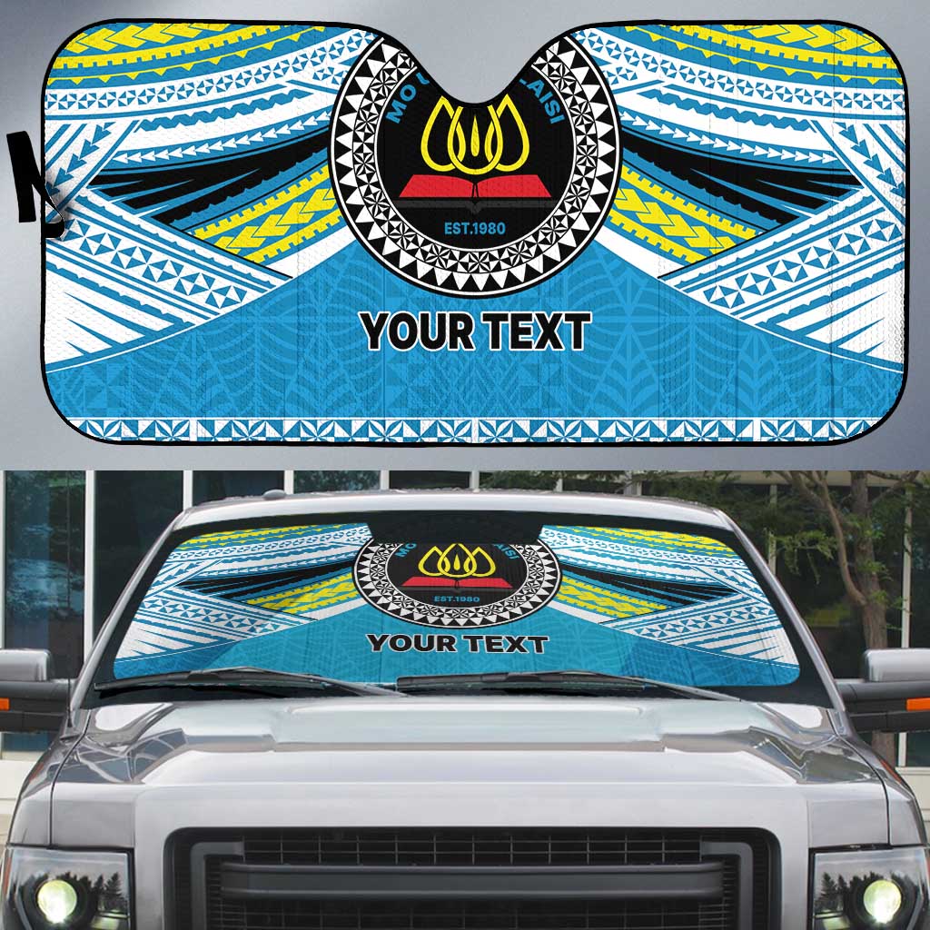 Personalised Tonga Lavengamalie College Auto Sun Shade Polynesian Ngatu Tribal LT9 Blue - Polynesian Pride