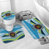 Personalised Tonga Lavengamalie College Bathroom Set Polynesian Ngatu Tribal LT9 Mat Set Only (3 pcs) One Size Blue - Polynesian Pride