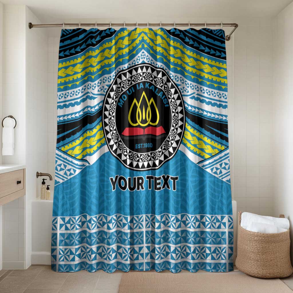Personalised Tonga Lavengamalie College Bathroom Set Polynesian Ngatu Tribal LT9 Shower Curtain Only Blue - Polynesian Pride