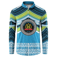 Personalised Tonga Lavengamalie College Button Sweatshirt Polynesian Ngatu Tribal LT9 Blue - Polynesian Pride