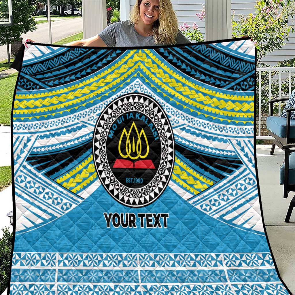 Personalised Tonga Lavengamalie College Quilt Polynesian Ngatu Tribal LT9 Blue - Polynesian Pride