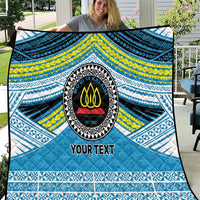 Personalised Tonga Lavengamalie College Quilt Polynesian Ngatu Tribal LT9 Blue - Polynesian Pride