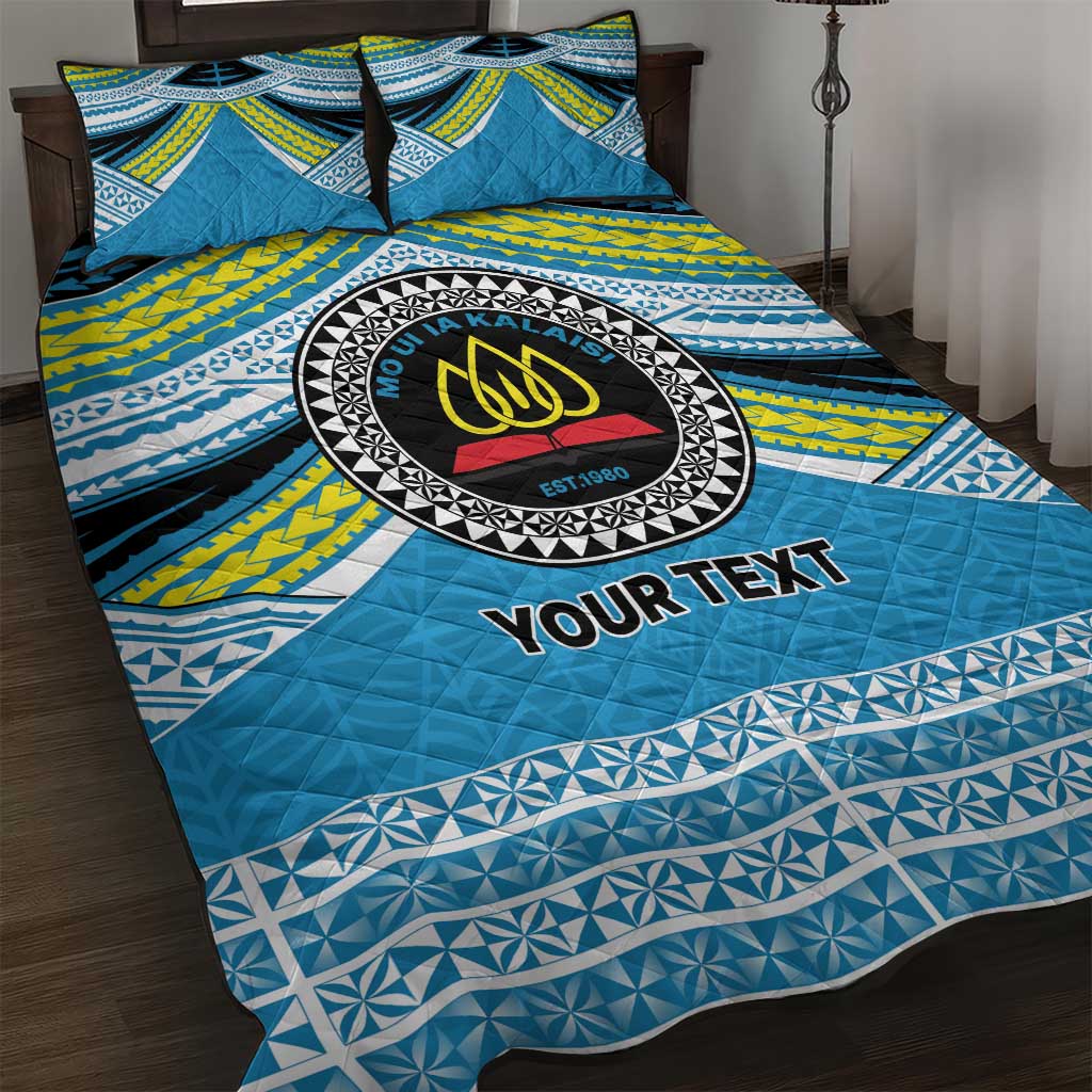 Personalised Tonga Lavengamalie College Quilt Bed Set Polynesian Ngatu Tribal LT9 Blue - Polynesian Pride